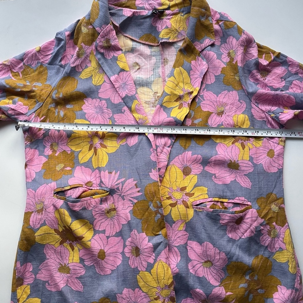 Vero Moda Pink and Yellow Floral Blazer linen blend 14 - Picture 4 of 7